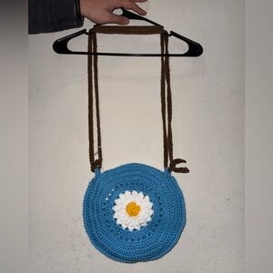 Handmade Blue Crochet Crossbody Bag